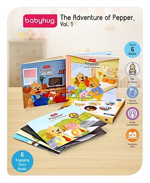 Babyhug Story Book of Mr. Pepper's Daily Activities, Habits & Learnings, Set of 6 - English - 24 Pages Each Multi Color