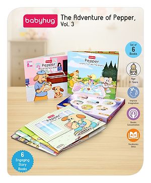 Babyhug Story Book of Mr. Pepper's Daily Activities & Learnings, Set of 6 - English - 24 Pages Per Book Multi Color