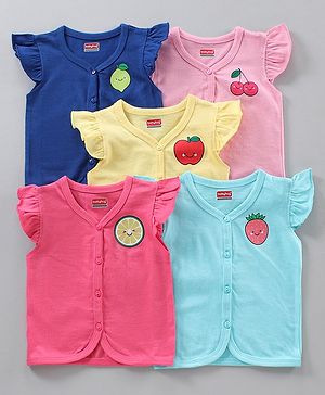 Babyhug Anti Bacterial Cap Sleeves Vests Pack of 5 - Multicolour