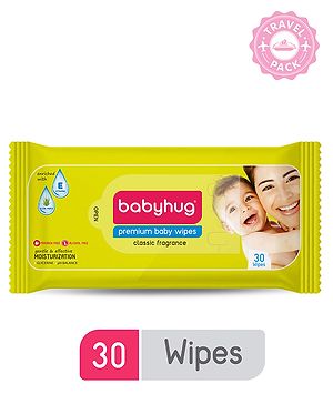 Babyhug Premium 98% Water Baby Wet Wipes with Moisturising Aloe Vera Travel Pack - 30 Pieces
