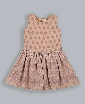 ShopperTree Sleeveless Block Print Dress - Peach