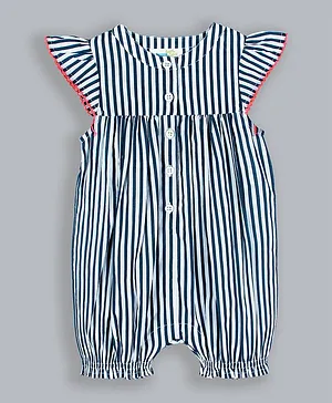 ShopperTree Striped  Cap Sleeves Romper - Blue