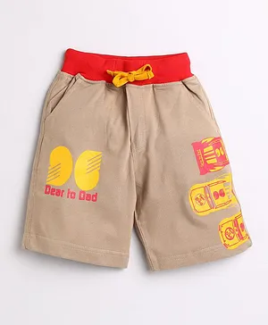 DEAR TO DAD Printed Shorts - Brown