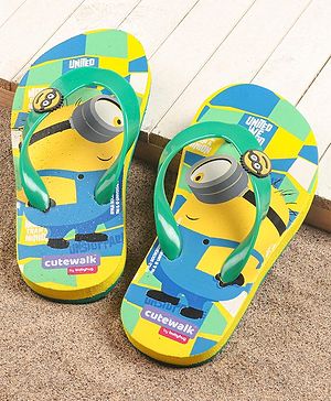Cute Walk by Babyhug Flip Flops Minion Print - Yellow