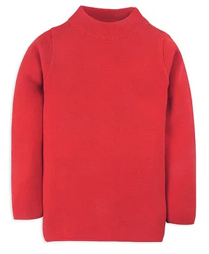 RVK Full Sleeves Solid Colour Sweater - Red