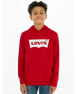 Levi's Full Sleeves Brand Logo Print Hoodie - Red