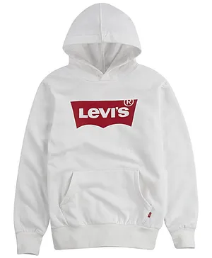 Levi's Full Sleeves Brand Logo Print Hoodie - White
