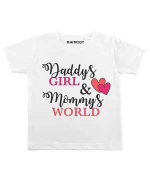 KNITROOT Short Sleeves Daddy Girl Mommy World Tee - White