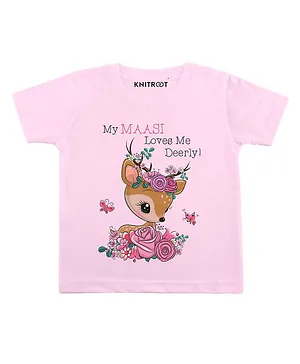 KNITROOT Short Sleeves Maasi Loves Me Deerly Tee - Pink