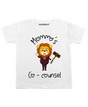 KNITROOT Mommy Co Counsel Print Half Sleeves Tee - White