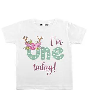 KNITROOT One Today Print Half Sleeves Tee - White