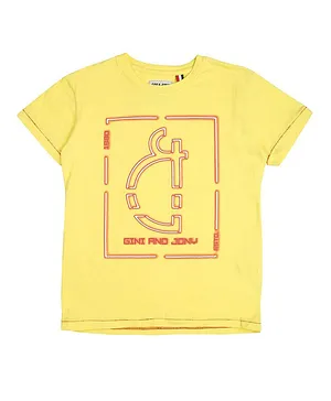 GINI & JONY Half Sleeves Printed Tee - Yellow