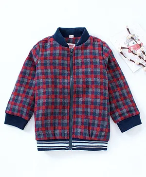 Under Fourteen Only Full Sleeves Checked Jacket - Blue