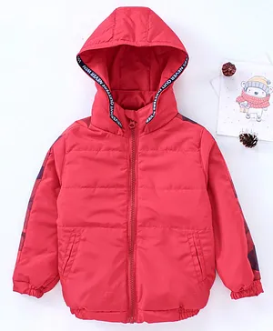 Under Fourteen Only Full Sleeves Solid Hooded Jacket - Peach