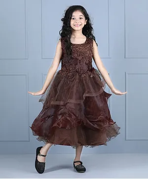 Whitehenz Clothing Sleeveless Floral Embellished Dress - Brown