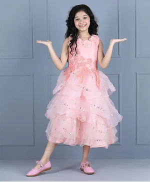 Whitehenz Clothing Sleeveless Floral Design Neckline Dress - Pink