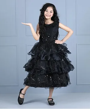 Whitehenz Clothing Sleeveless Floral Design Neckline Dress - Black