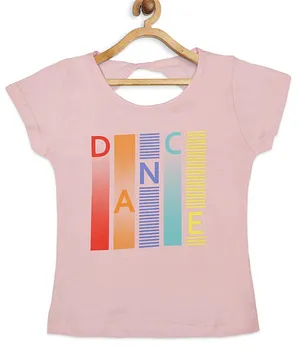 Tiny Girl Short Sleeves Text Print Top - Pink