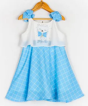 Peppermint Sleeveless Checkered Dress - Light Blue