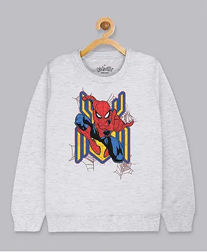 Kidsville Full Sleeves Spiderman Print Sweatshirt - Grey