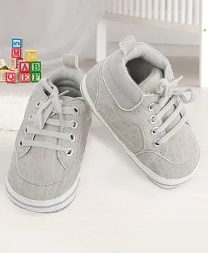 Baby Moo Textured Lace Up Sneaker Style Booties - Grey