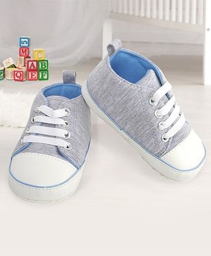 Baby Moo Solid Lace Up Sneaker Style Booties - Grey