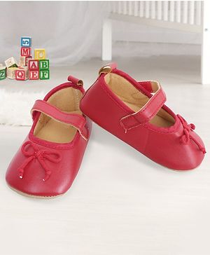 Baby Moo Bow Booties - Red