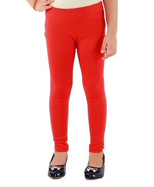Kids Cave Solid Full Length Leggings - Red