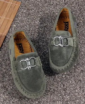 Jazzy Juniors  Solid  Loafers - Green