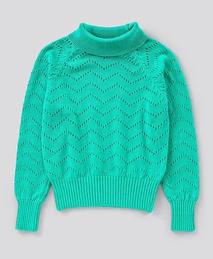 Primo Gino 100% Cotton Full Sleeves Sweater - Green