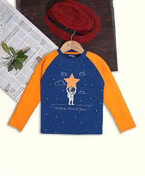 Nino Togs Full Sleeves Astronaut Printed Raglan Tee - Blue Orange