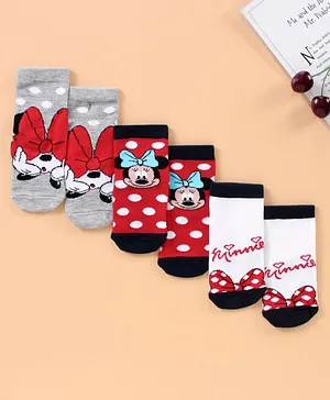 Cute Walk by Babyhug Anti Bacterial Ankle Length Socks Minnie Mouse Print Pack of 3 - Multicolour