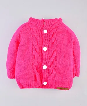 The Original Knit Handmade Full Sleeves Cable Knit Sweater - Pink