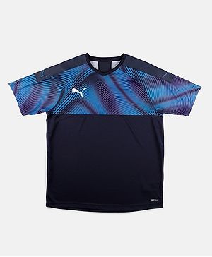 Puma Half Sleeves CUP Jersey Jr Logo Print  - Blue