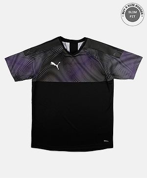 Puma Half Sleeves CUP Jersey Jr Logo Print  - Black