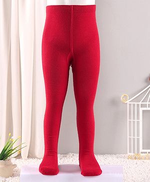 Cute Walk by Babyhug Antibacterial Solid Footed Tights - Red