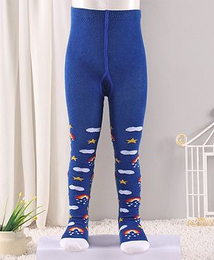 Cute Walk by Babyhug Antibacterial Rainbow Design Footed Tights - Blue