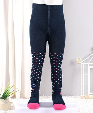 Cutewalk by Babyhug Anti Bacterial Tights Floral Design - Navy Blue