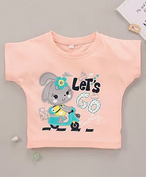 Enfance Core Short Sleeves Bunny Print Tee - Peach