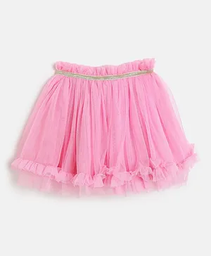 KIDSDEW Ruffled Solid Skirt - Pink
