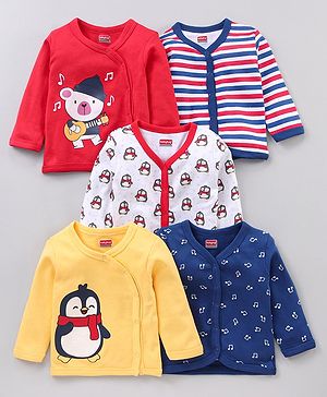 Babyhug Full Sleeves Vests Multi Print Pack Of 5 - Multicolor