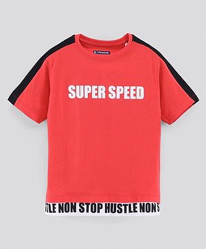 Pine Kids Biowash Half Sleeves Tee Super Speed Print - Red
