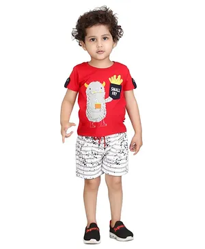 Kooka Kids Half Sleeves Monster Print Tee With Shorts - Red
