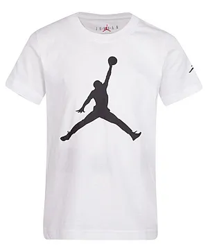 Jordan Half Sleeves Jumpman Logo Printed Tee - White