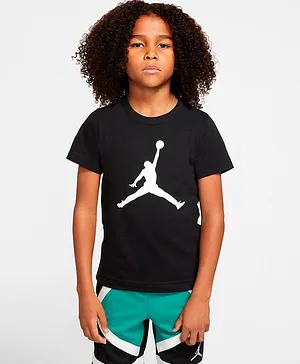 Jordan Half Sleeves Jumpman Logo Printed Tee - Black