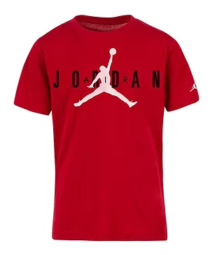 Jordan Half Sleeves Jumpman Air Logo Printed Tee - Red