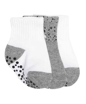 Jordan Pack Of 3 Pair Of Solid Colour Anti Skid Socks - White Grey Black