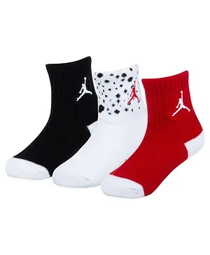 Jordan Pack Of 3 Pair Of Solid Colour Anti Skid Socks - White Red Black