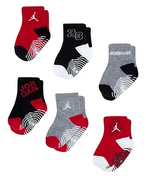 Jordan Pack Of 6 Pair Of Solid Colour Anti Skid Socks - Multi Colour