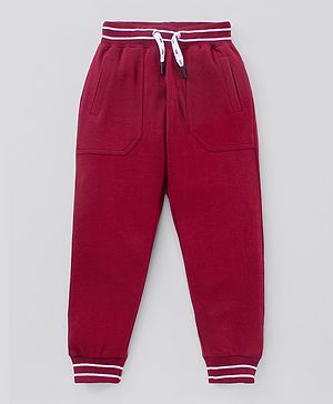 Pine Kids Biowashed Full Length Lounge Pant With Drawstring - Red